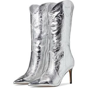 Dolce Vita Kasedy Metallic Statement Silver Leather Western Boot Womens 8.5 $260